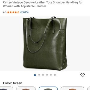Kattee Olive Leather Tote Bag